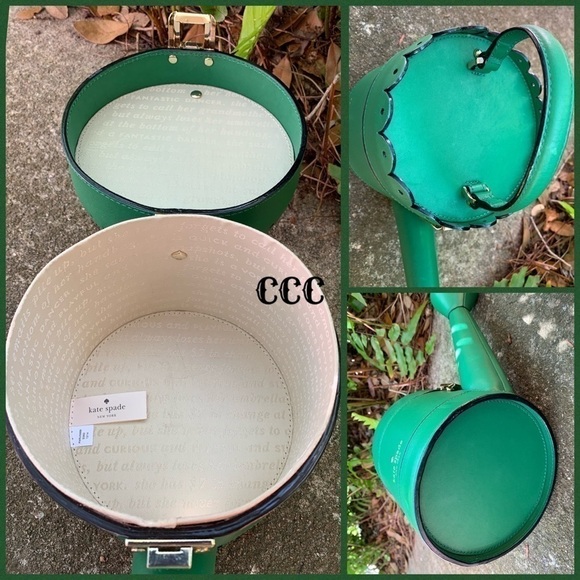 Kate Spade Rare Watering Can Green Flower Pot Bag - Picture 6 of 8